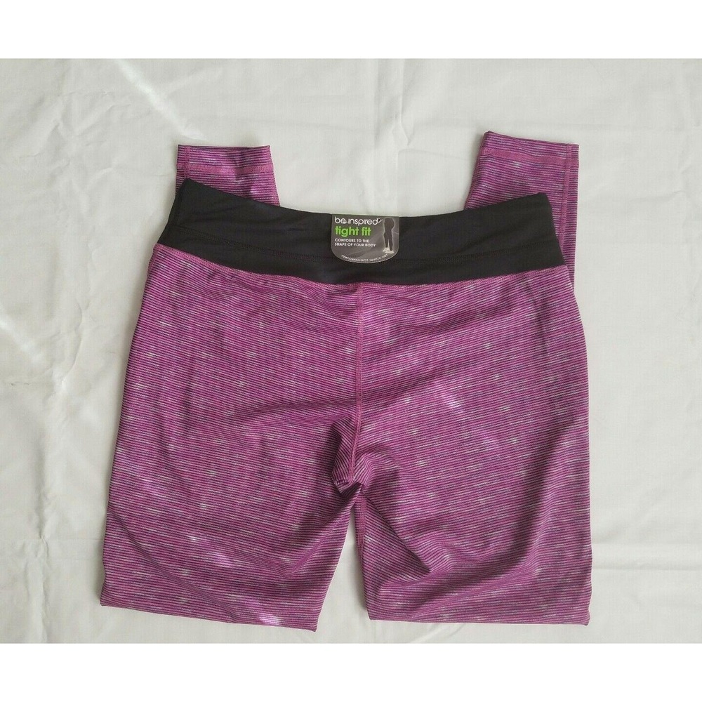 Be Inspired Pink/Black Athletic Performance Quick Dry Tight Fit Leggings Large - Picture 4 of 15